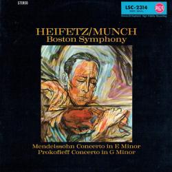 Heifetz, Munch Mendelssohn - Concerto In E Minor, Prokofieff - Concerto In G Minor Виниловая пластинка 