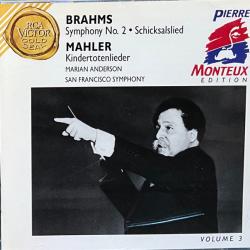 Brahms, Mahler, Pierre Monteux Symphony No. 2 / Schicksalslied / Kindertotenlieder Фирменный CD 